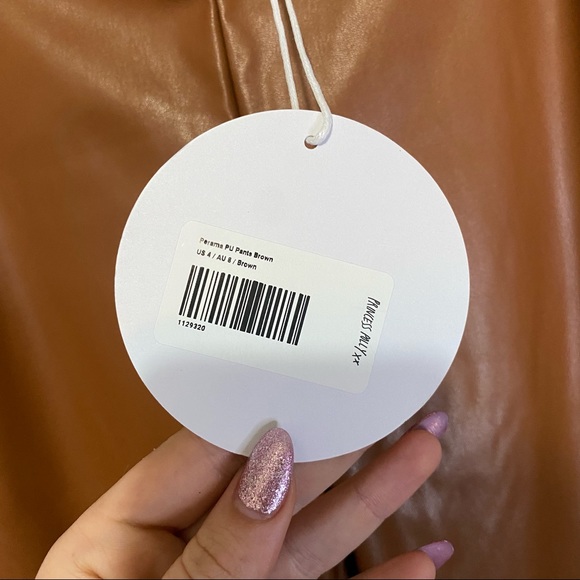 Princess Polly NWT Faux Leather High Waist Perama Pu Pants Brown Size 4 - Picture 8 of 10